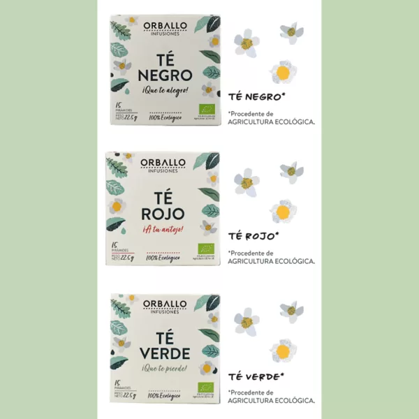Té negro, té rojo y té verde